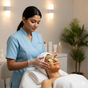 woman getting a facial